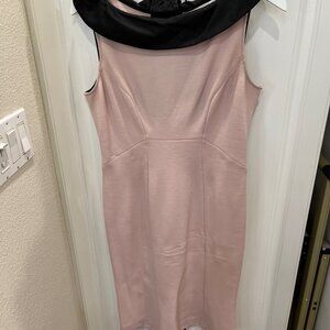 Diane von Furstenberg pink wool sleeveless dress with black neck detail